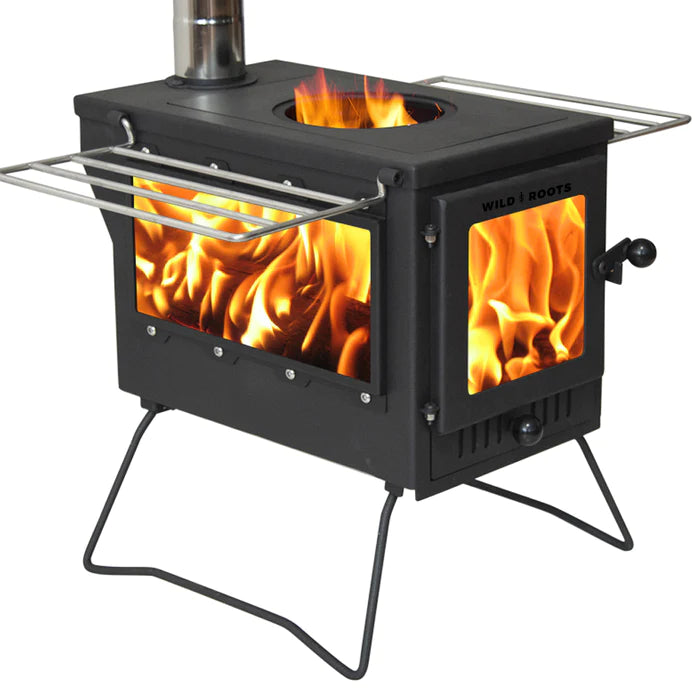 BBQ Fire Pit Stove Box - Mini Log Burner Black