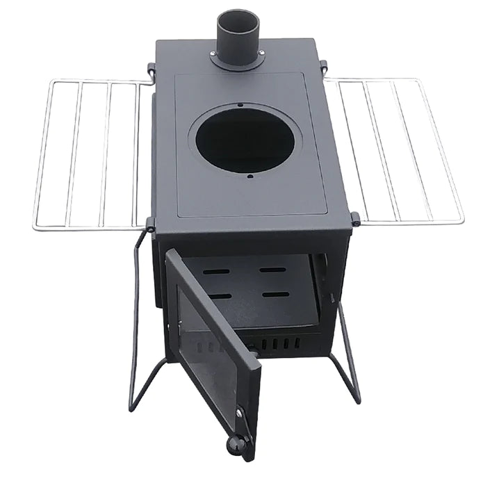 BBQ Fire Pit Stove Box - Mini Log Burner Black