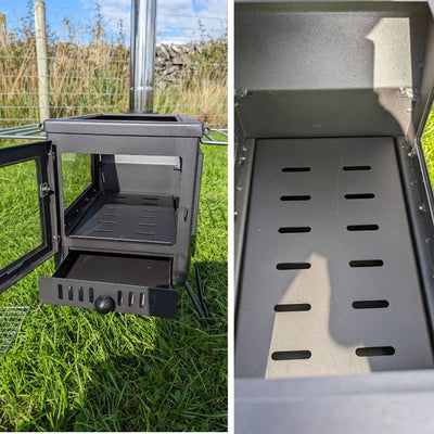 BBQ Fire Pit Stove Box - Mini Log Burner Black