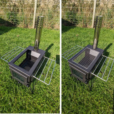 BBQ Fire Pit Stove Box - Mini Log Burner Black