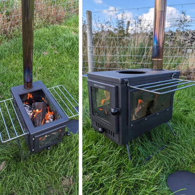 BBQ Fire Pit Stove Box - Mini Log Burner Black