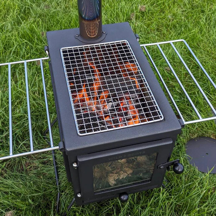 BBQ Fire Pit Stove Box - Mini Log Burner Black