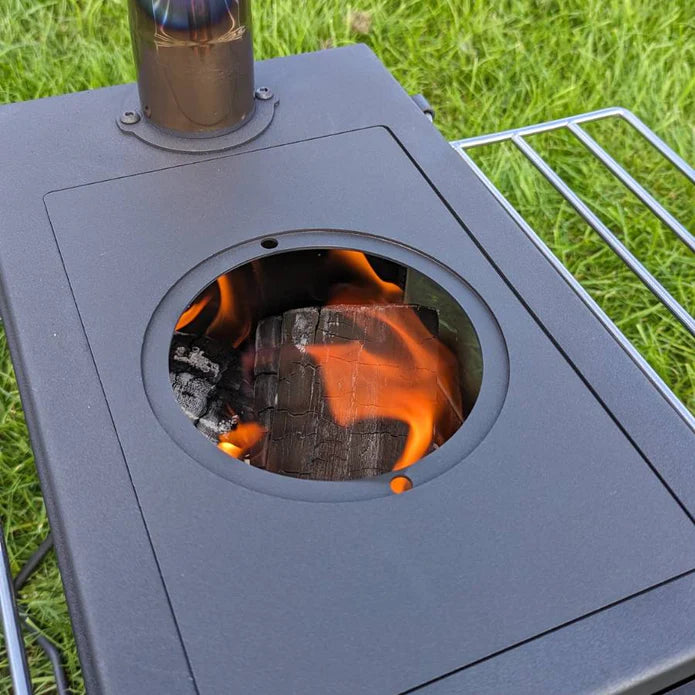 BBQ Fire Pit Stove Box - Mini Log Burner Black