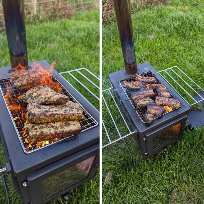 BBQ Fire Pit Stove Box - Mini Log Burner Black