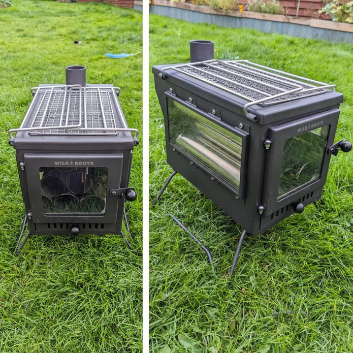 BBQ Fire Pit Stove Box - Mini Log Burner Black