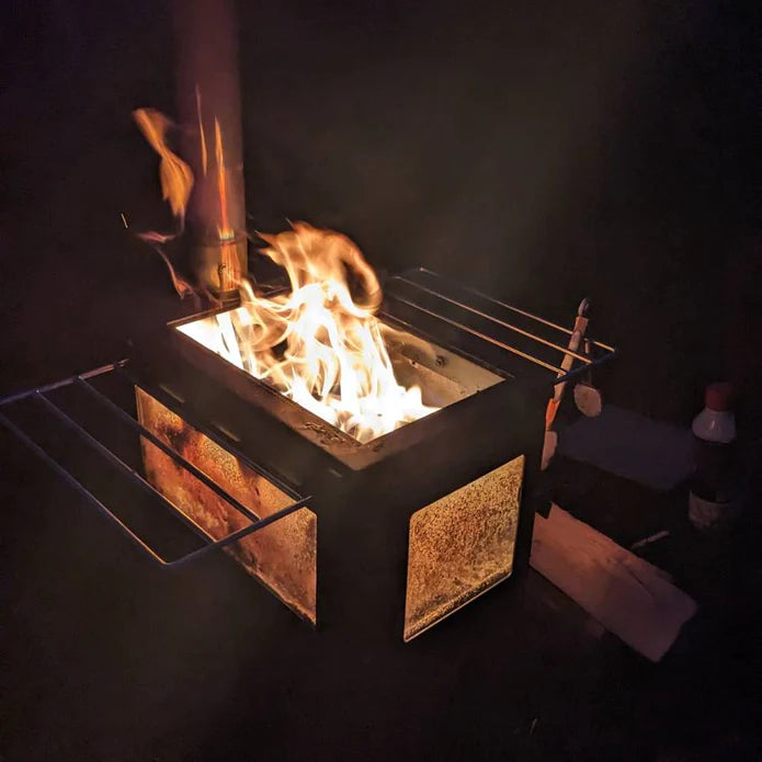 BBQ Fire Pit Stove Box - Mini Log Burner Black
